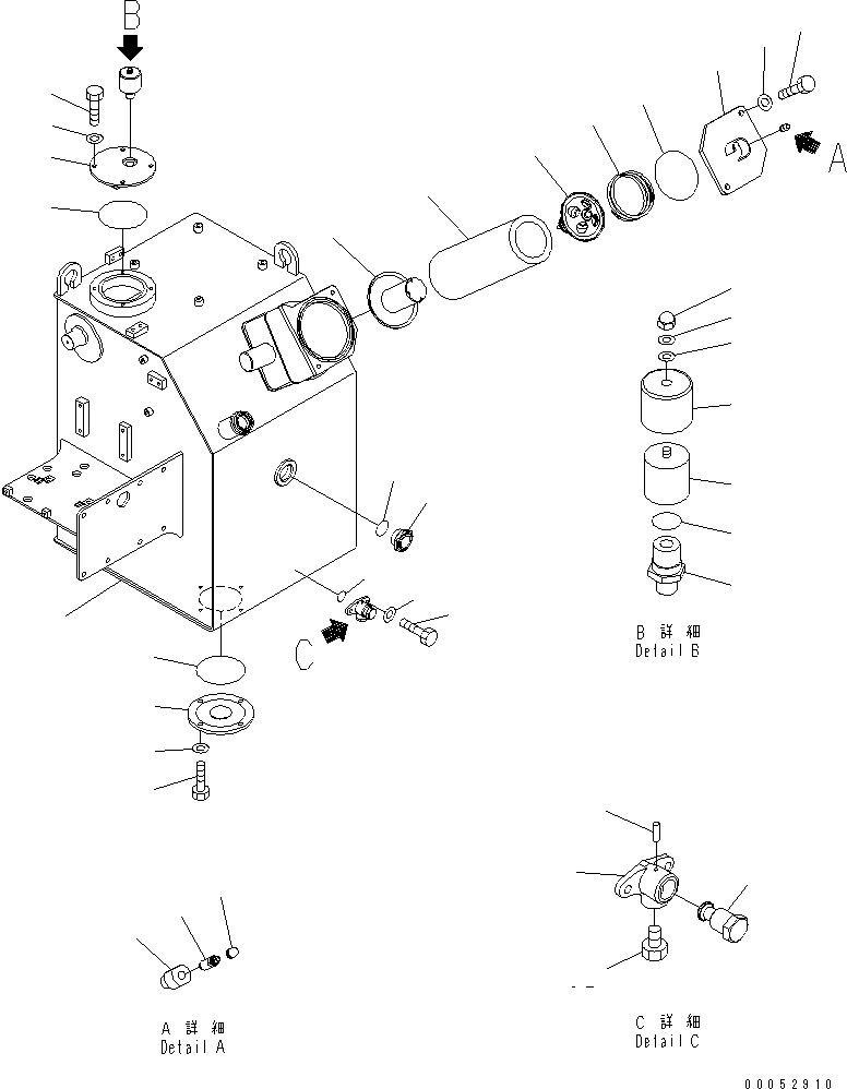 Komatsu parts book diagram for HD785-7 S/N 7001-8172: HYDRAULIC TANK (TANK) (1/2)(#7001-7168)