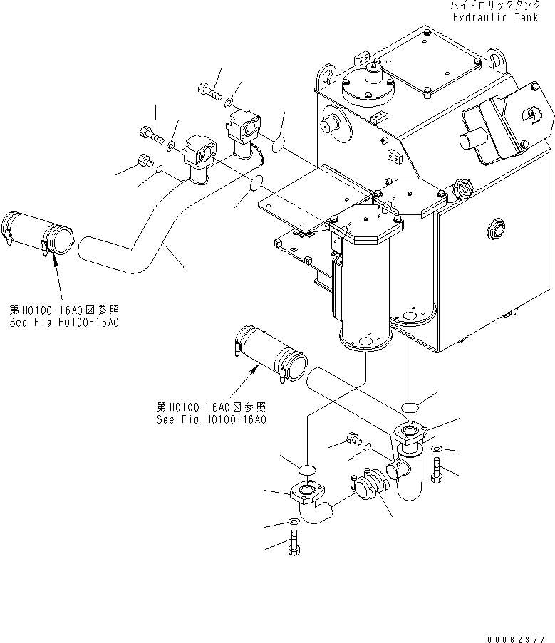Komatsu parts book diagram for HD785-7 S/N 7001-8172: HYDRAULIC TANK (BRAKE COOLING LINE)(#7055-7168)