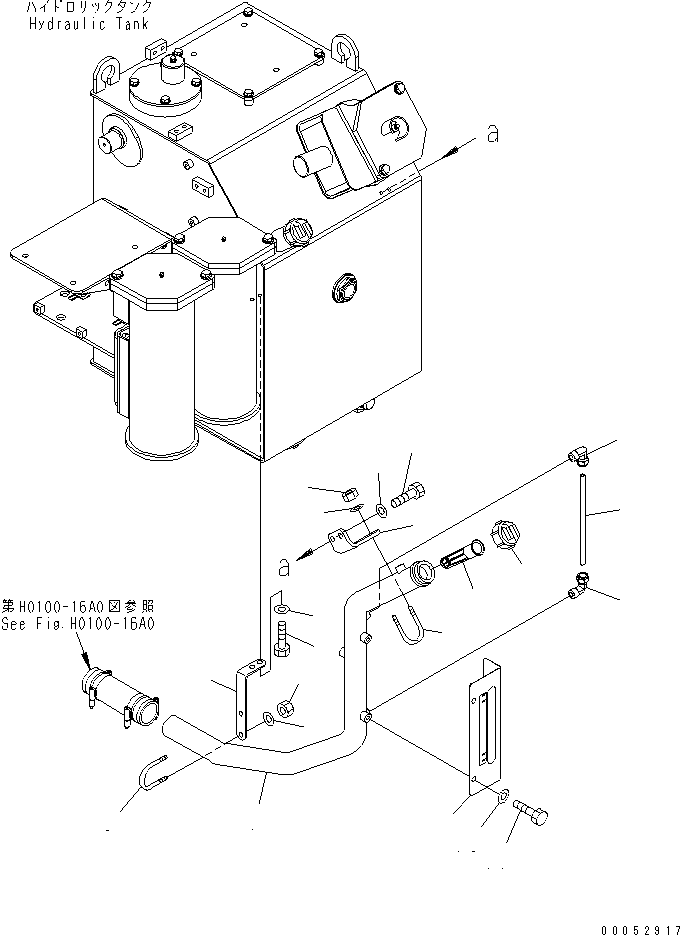 Komatsu parts book diagram for HD785-7 S/N 7001-8172: HYDRAULIC TANK (PETROL PIPING)(#7001-7168)