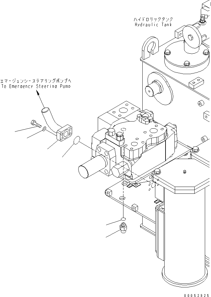 Komatsu parts book diagram for HD785-7 S/N 7001-8172: HYDRAULIC TANK (EMERGENCY STEERING LINE)(#7169-)