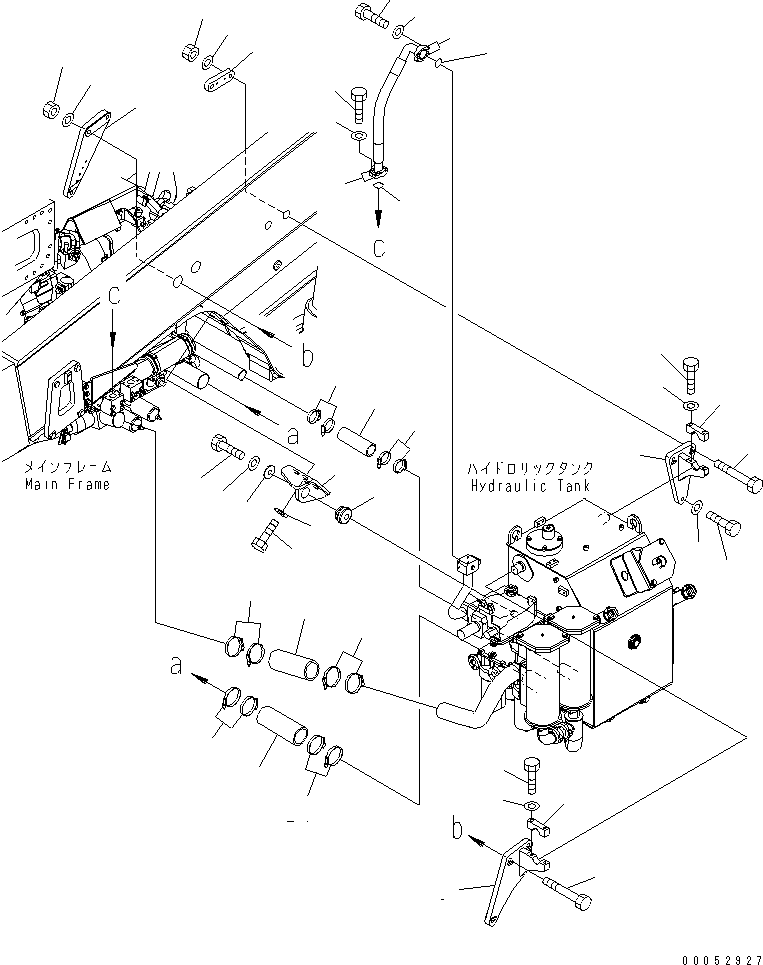Komatsu parts book diagram for HD785-7 S/N 7001-8172: HYDRAULIC TANK (MOUNTING PARTS)(#7001-7168)