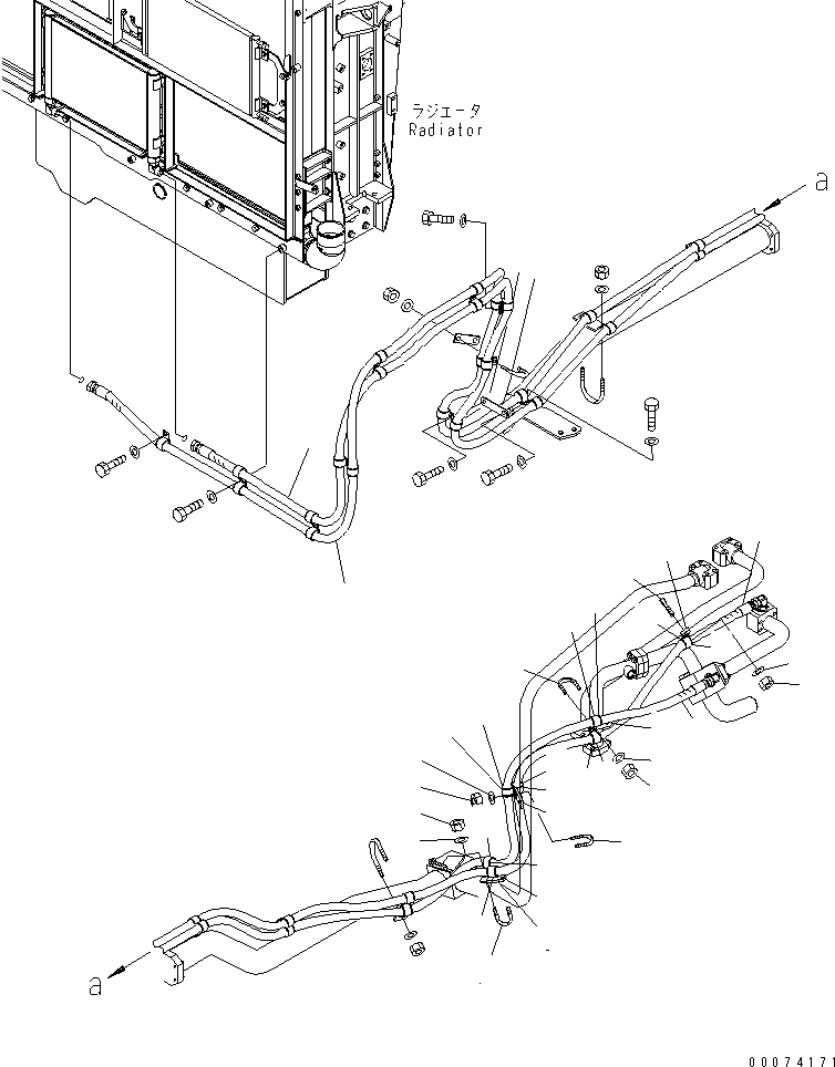 Komatsu parts book diagram for HD785-7 S/N 7001-8172: HYDRAULIC TANK (STEERING AND HOIST PIPING)(#7169-)