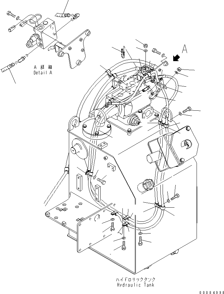 Komatsu parts book diagram for HD785-7 S/N 7001-8172: HYDRAULIC TANK (HOSE AND CLIP) (DUMP CONTROL)(#7492-)