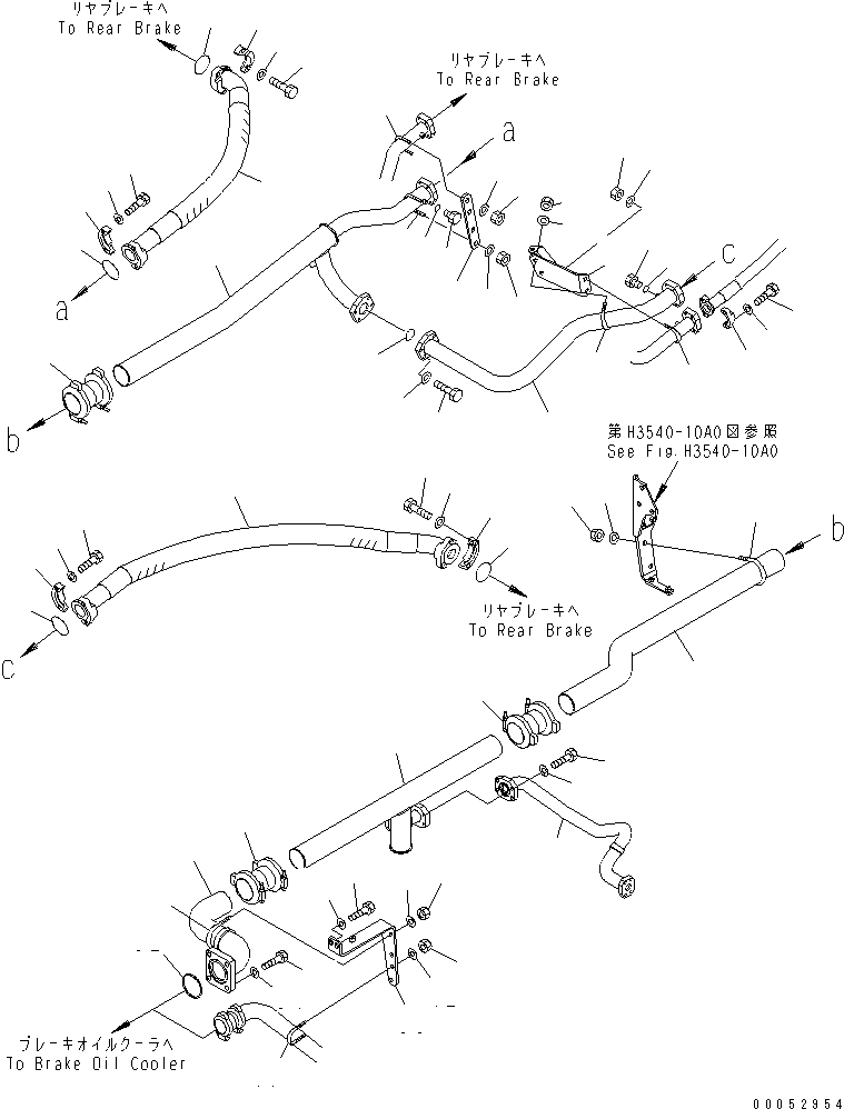 Komatsu parts book diagram for HD785-7 S/N 7001-8172: BRAKE COOLING OIL LINE (BRAKE TO OIL COOLER)(#7001-7168)