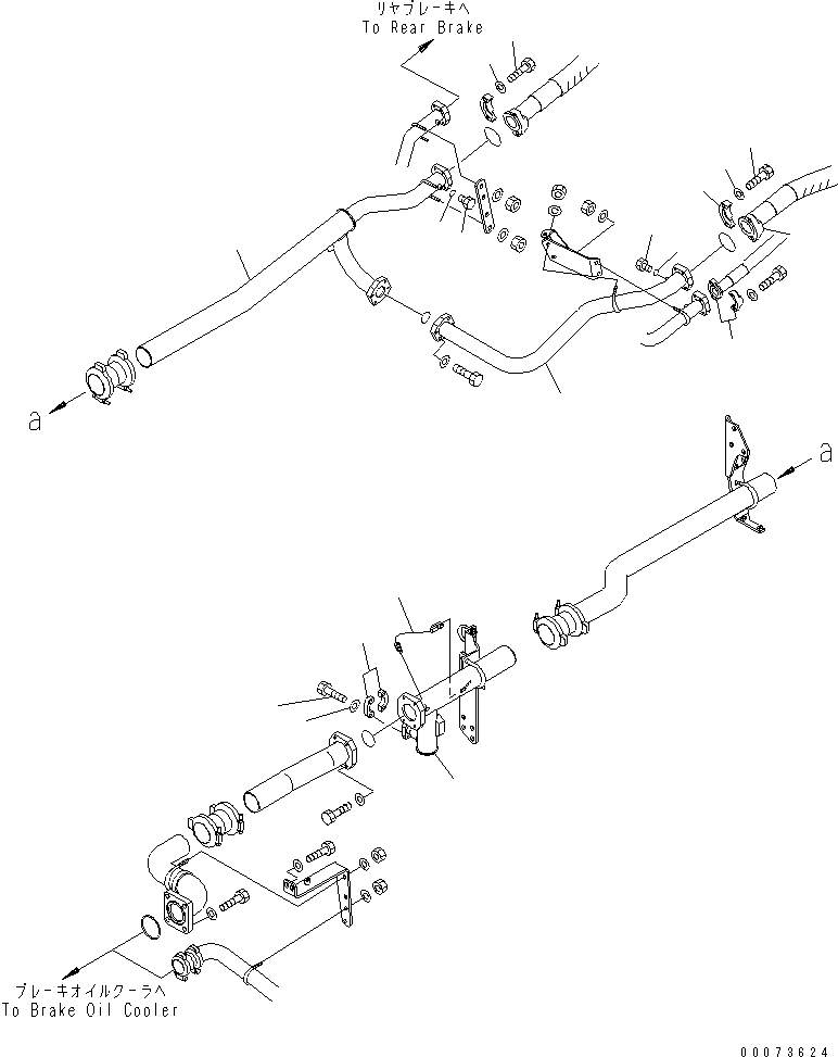 Komatsu parts book diagram for HD785-7 S/N 7001-8172: BRAKE COOLING OIL LINE (REAR BRAKE TO OIL COOLER) (OIL HEATER) (1/2)(#7169-)