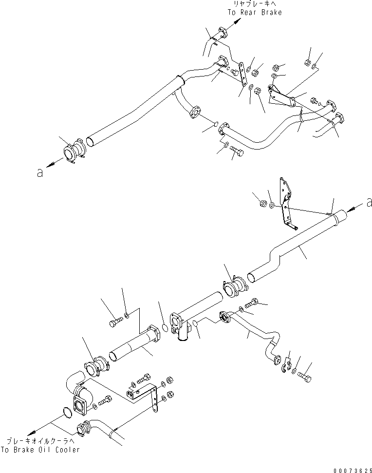 Komatsu parts book diagram for HD785-7 S/N 7001-8172: BRAKE COOLING OIL LINE (REAR BRAKE TO OIL COOLER) (OIL HEATER) (2/2)(#7169-)