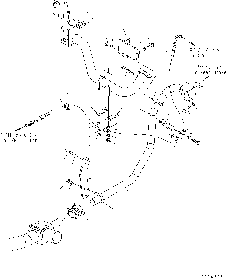 Komatsu parts book diagram for HD785-7 S/N 7001-8172: BRAKE COOLING OIL LINE (BRAKE CONTROL VALVE TO FILTER)(#7169-)