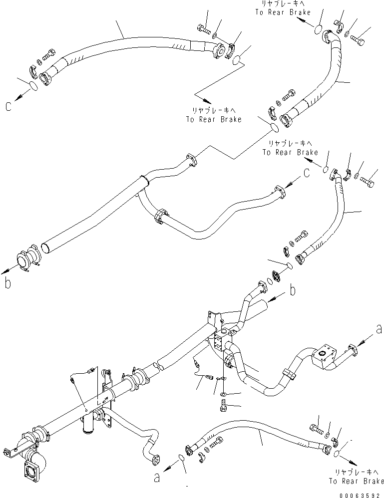 Komatsu parts book diagram for HD785-7 S/N 7001-8172: BRAKE COOLING OIL LINE (SENSOR)(#7169-)