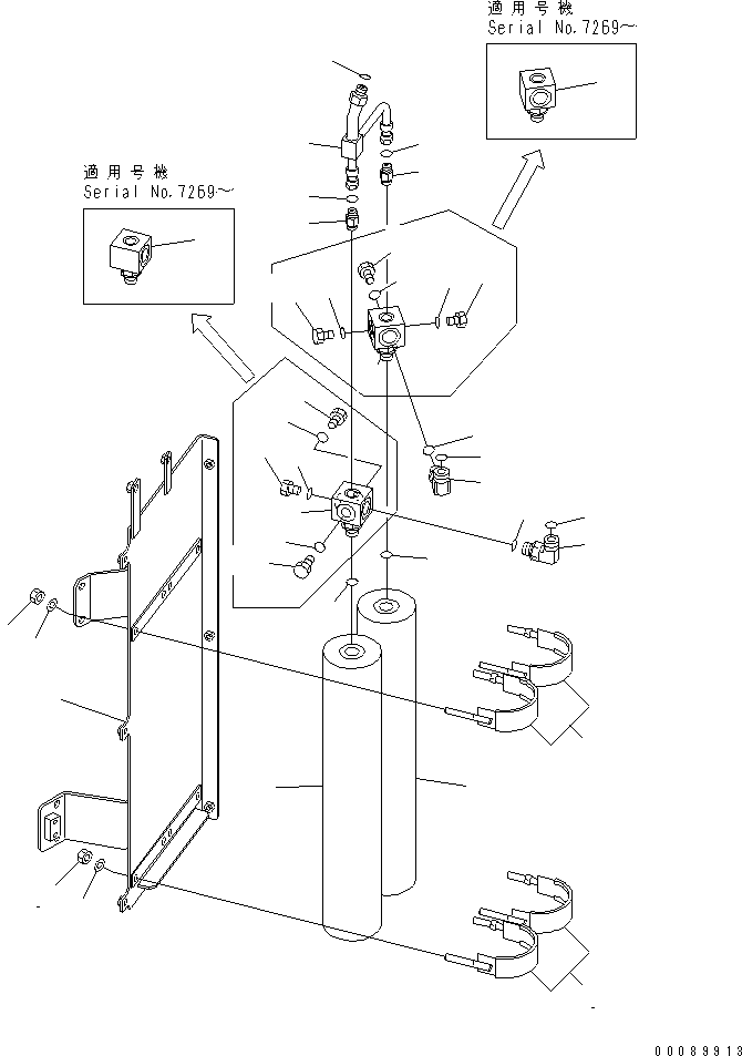 Komatsu parts book diagram for HD785-7 S/N 7001-8172: ACCUMULATOR BOX (L.H.)(#7001-)