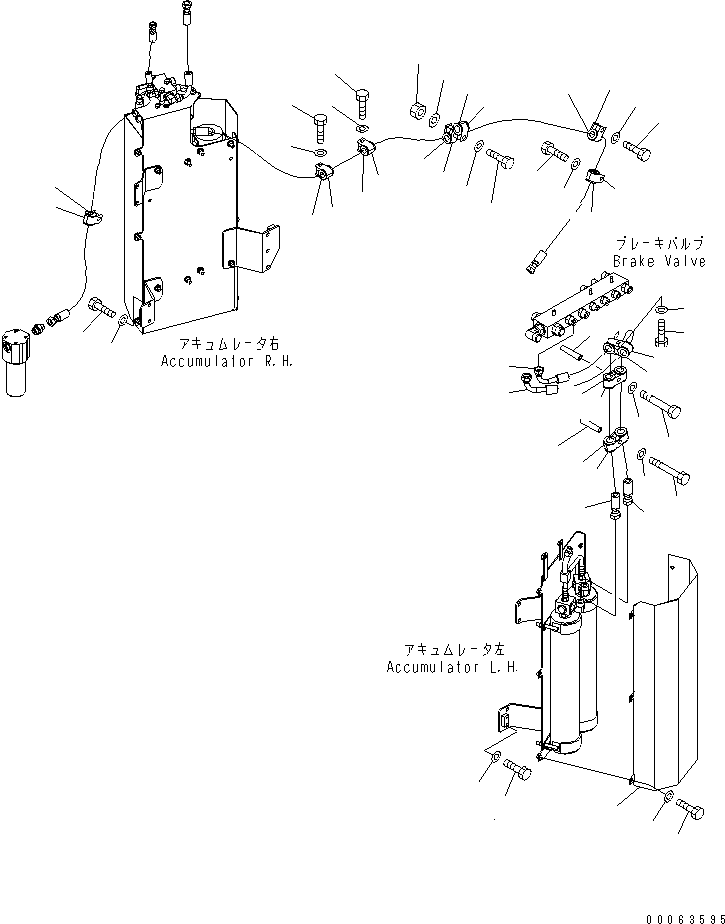 Komatsu parts book diagram for HD785-7 S/N 7001-8172: ACCUMULATOR MOUNTING PARTS(#7001-7439)