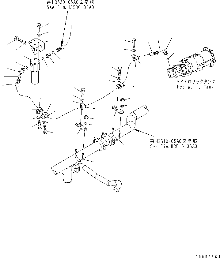 Komatsu parts book diagram for HD785-7 S/N 7001-8172: BRAKE PIPING (FILTER LINE)(#7001-7168)