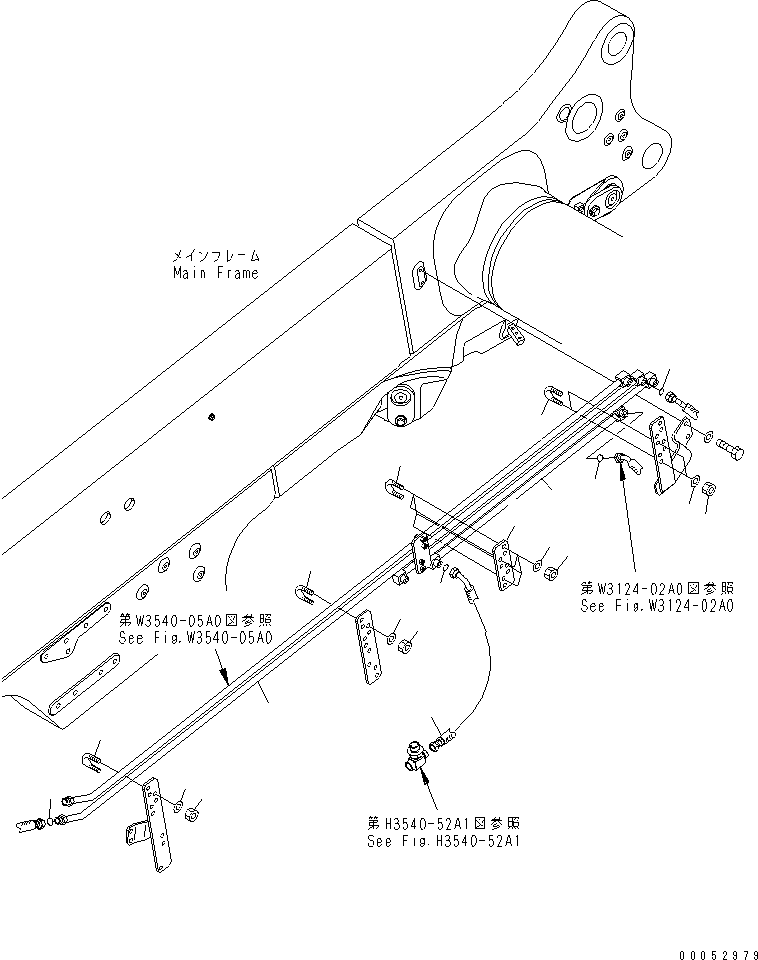 Komatsu parts book diagram for HD785-7 S/N 7001-8172: BRAKE PIPING (FRAME R.H. SIDE) (FOR ASR)(#7001-7168)