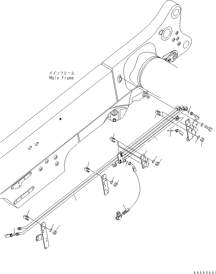 Komatsu parts book diagram for HD785-7 S/N 7001-8172: BRAKE PIPING (FRAME R.H. SIDE) (ASR OR ASR+ABS)(#7169-)