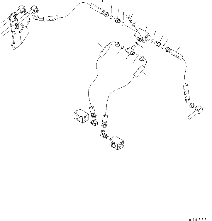 Komatsu parts book diagram for HD785-7 S/N 7001-8172: REAR BRAKE PIPING (FOR ASR)(#7169-)