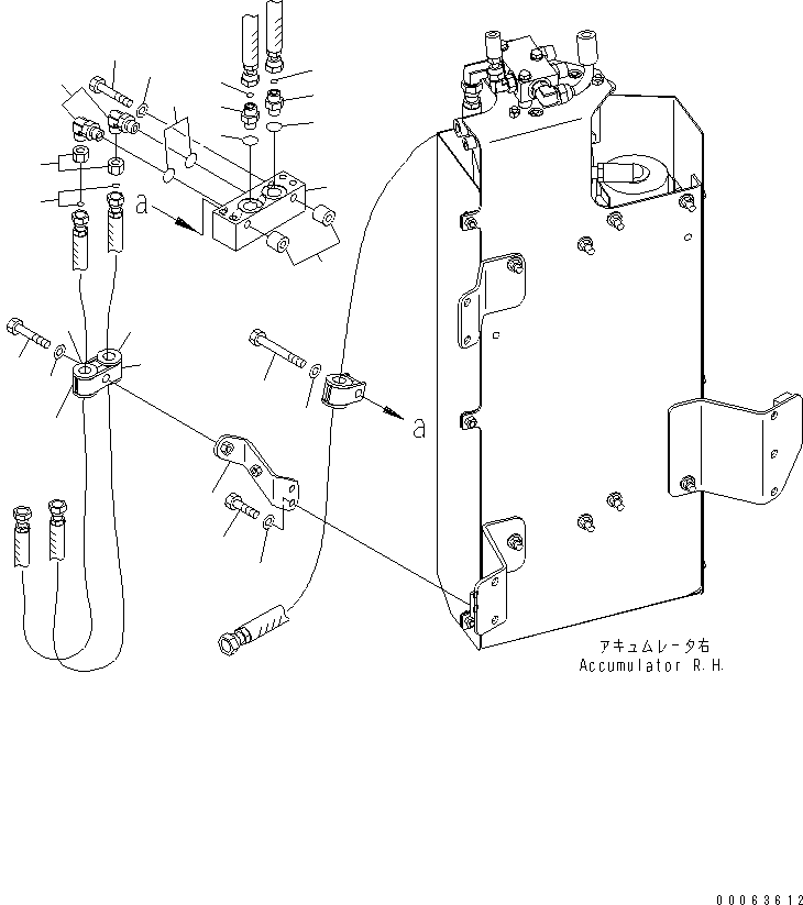 Komatsu parts book diagram for HD785-7 S/N 7001-8172: FRONT BRAKE PIPING (R.H.)(#7169-)
