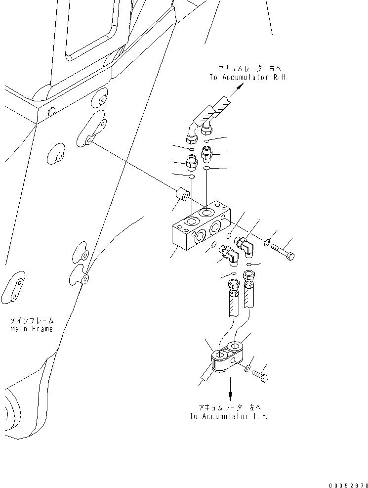 Komatsu parts book diagram for HD785-7 S/N 7001-8172: FRONT BRAKE PIPING (L.H.)(#7001-7168)