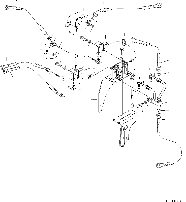 Komatsu parts book diagram for HD785-7 S/N 7001-8172: BRAKE PIPING (PROPORTIONAL VALVE) (INNER PARTS)(#7169-)