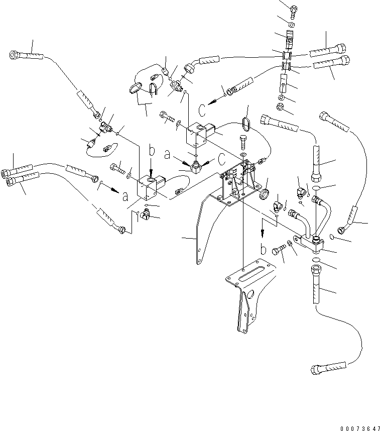 Komatsu parts book diagram for HD785-7 S/N 7001-8172: BRAKE PIPING (PROPORTIONAL VALVE) (INNER PARTS) (ASR AND ABS)(#7169-)