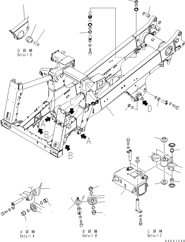 Komatsu parts book diagram for HD785-7 S/N 7001-8172: MAIN FRAME (FRAME) (STAIRWAY ? BATTERY DISCONNECT SWITCH ? ENGINE SIDE COVER)(#7751-)