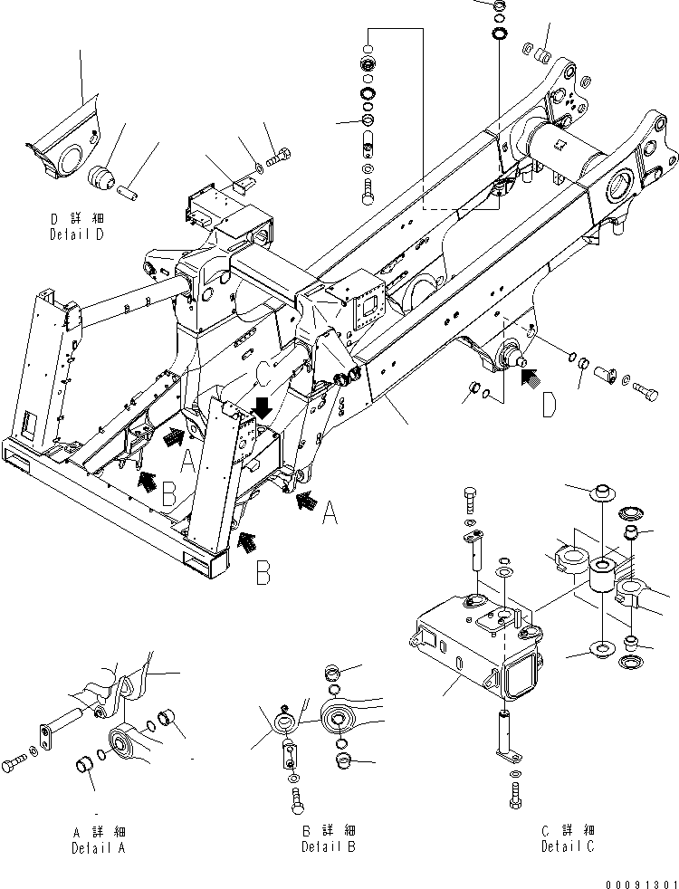 Komatsu parts book diagram for HD785-7 S/N 7001-8172: MAIN FRAME (FRAME) (ADDITIONAL FILTER ? EXHAUST BRAKE ? ASR ? ENGINE SIDE COVER)(#7749-)