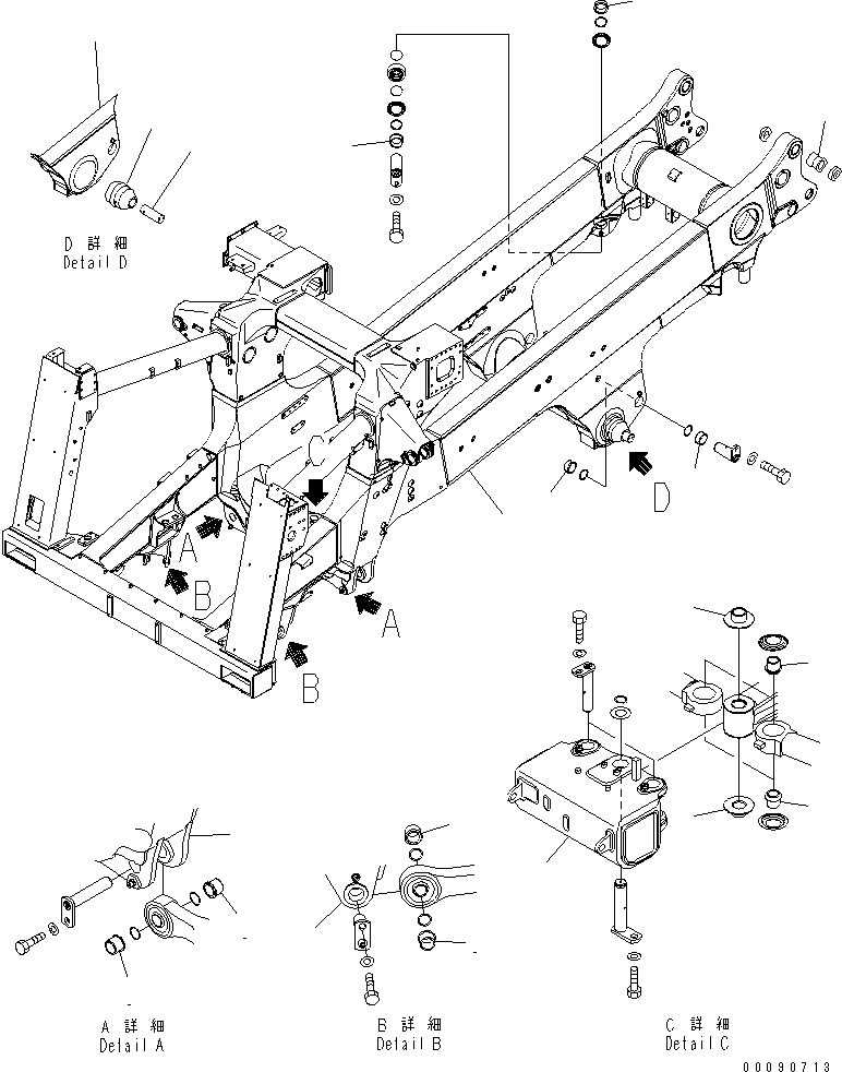 Komatsu parts book diagram for HD785-7 S/N 7001-8172: MAIN FRAME (FRAME) (ADDITIONAL FILTER ? TIRE STOPPER)(#8046-)