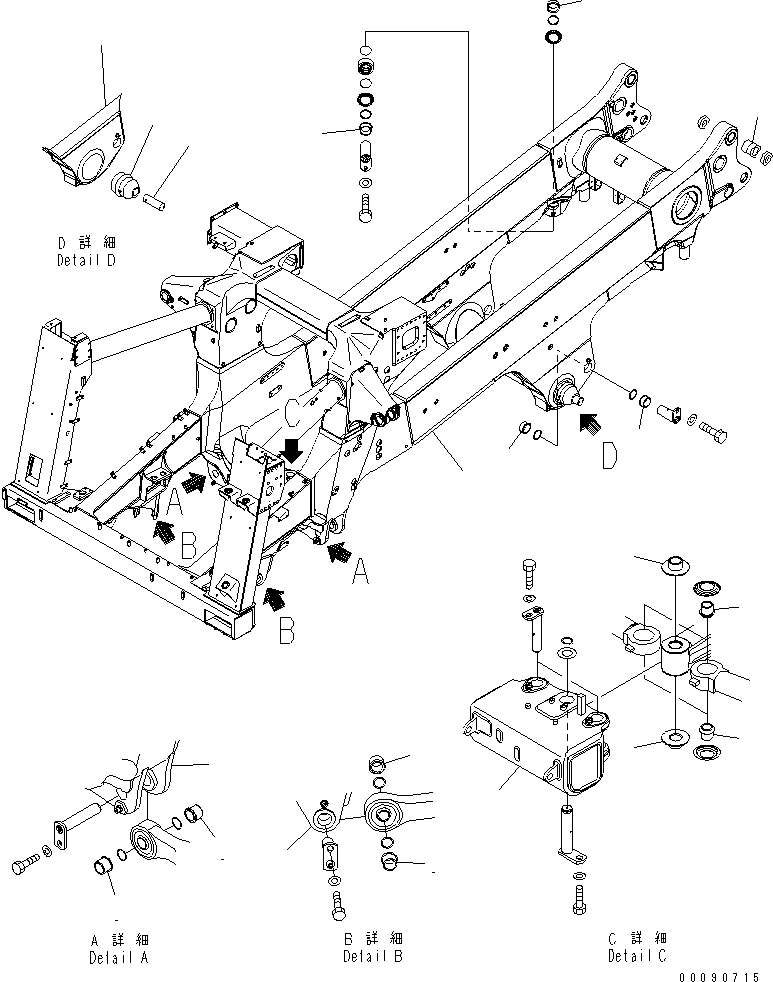Komatsu parts book diagram for HD785-7 S/N 7001-8172: MAIN FRAME (FRAME) (STAIRWAY ? ASR ? BATTERY DISCONNECT SWITCH ? ENGINE SIDE COVER)(#8060-)