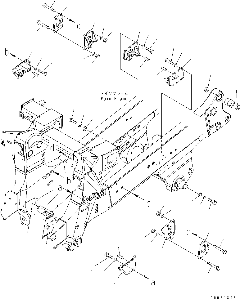 Komatsu parts book diagram for HD785-7 S/N 7001-8172: MAIN  FRAME (BRACKET)(#7001-7168)