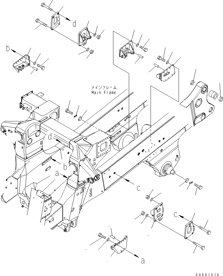 Komatsu parts book diagram for HD785-7 S/N 7001-8172: MAIN  FRAME (BRACKET) (ADDITIONAL FILTER)(#7001-7168)