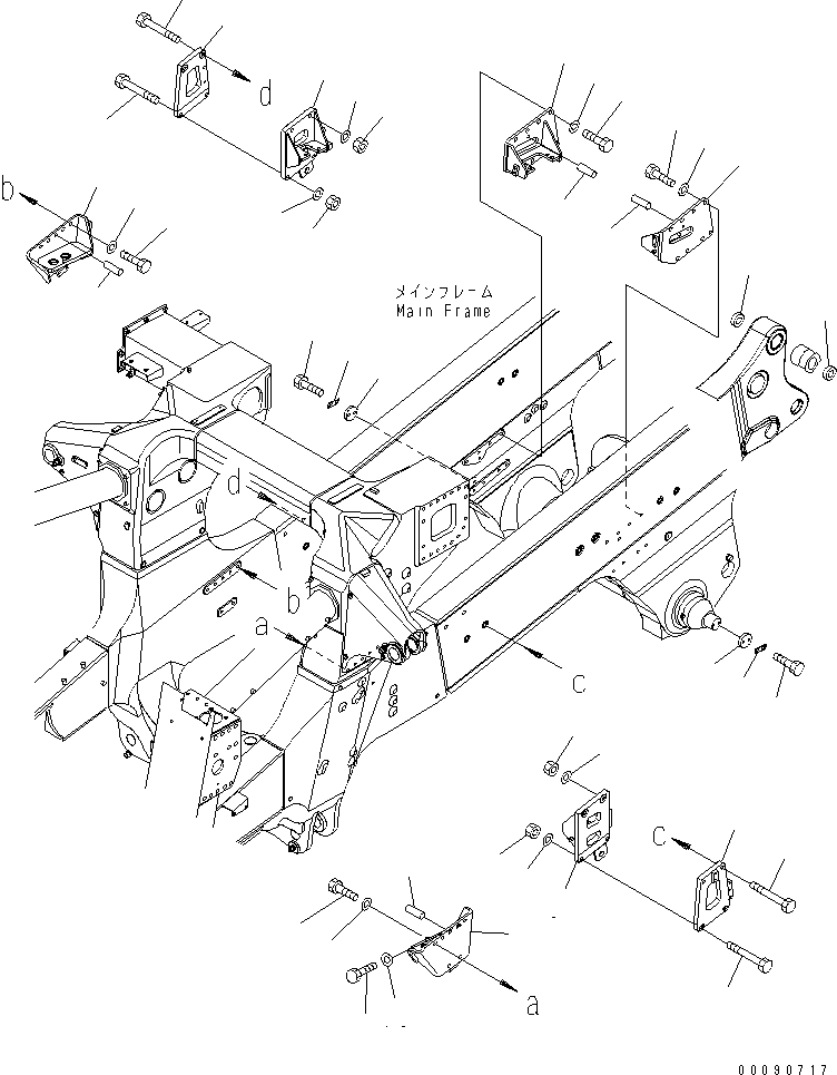 Komatsu parts book diagram for HD785-7 S/N 7001-8172: MAIN  FRAME (BRACKET)(#7169-)