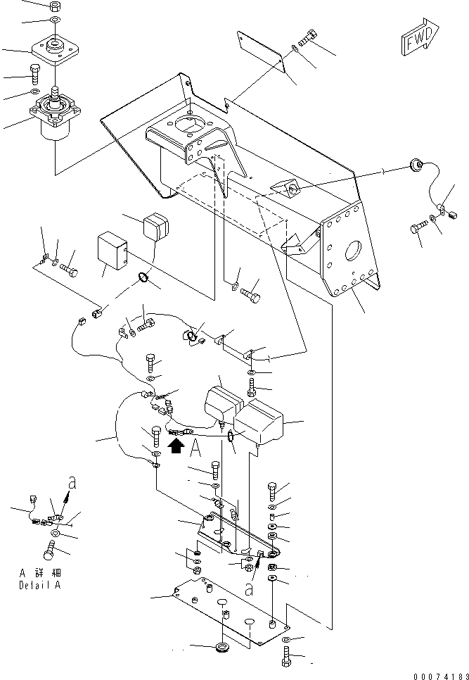 Komatsu parts book diagram for HD785-7 S/N 7001-8172: FRONT SUPPORT (SUPPORT AND HEAD LAMP) (L.H.) (HEAD LAMP HID)(#7169-)