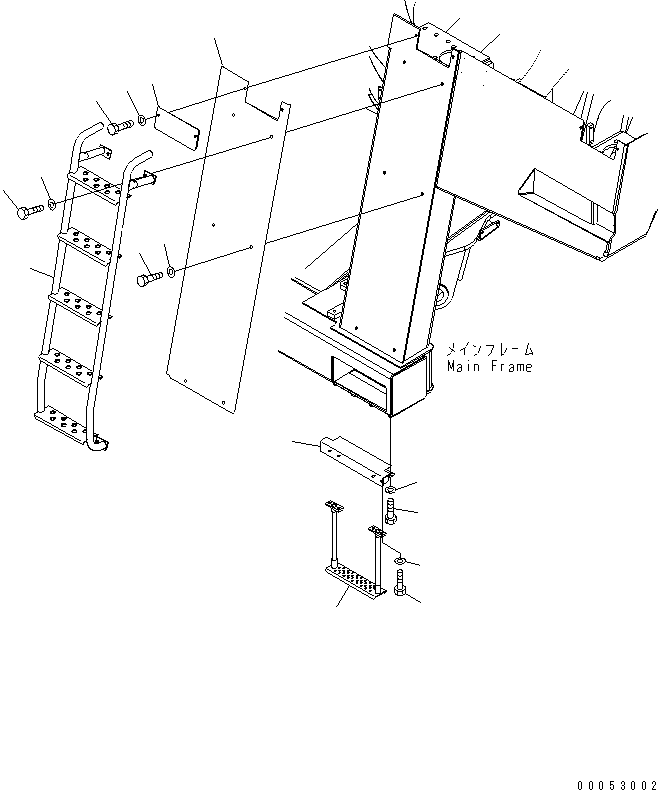 Komatsu parts book diagram for HD785-7 S/N 7001-8172: FRONT SUPPORT (L.H.) (BRACKET)(#7001-7168)