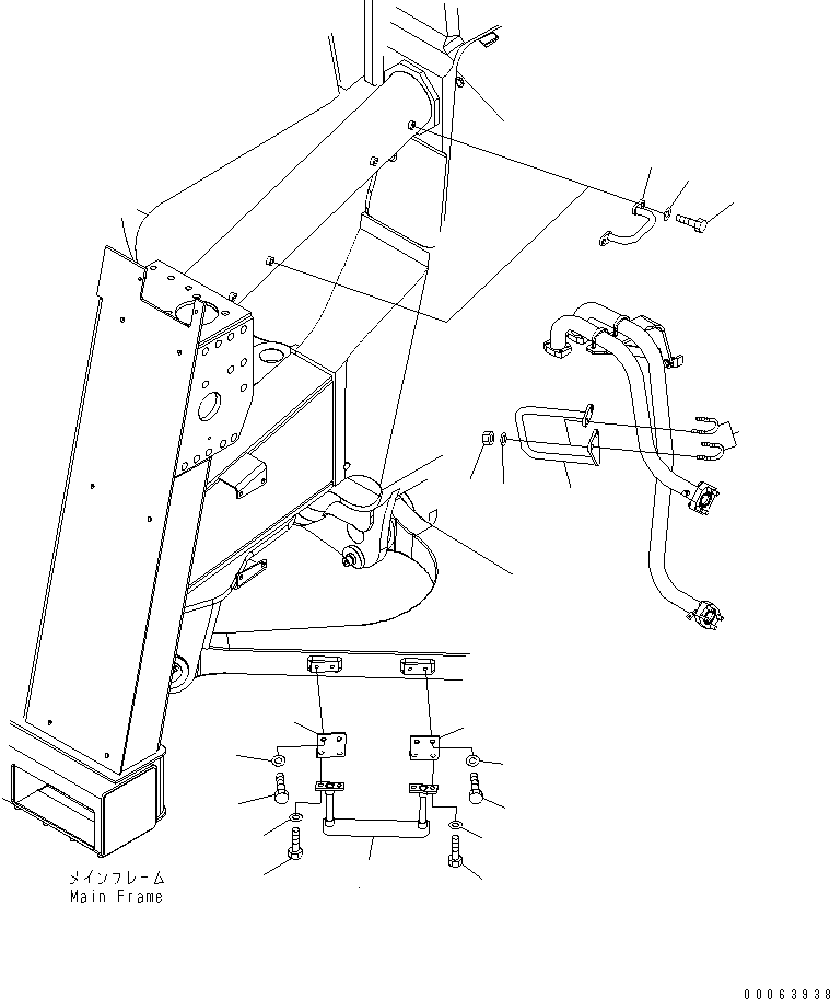 Komatsu parts book diagram for HD785-7 S/N 7001-8172: FRONT SUPPORT (L.H.) (STEP)(#7169-)