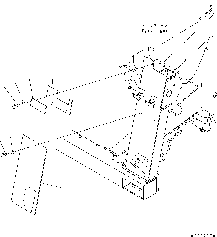 Komatsu parts book diagram for HD785-7 S/N 7001-8172: FRONT SUPPORT (L.H.) (BRACKET) (STAIRWAY)(#7169-)