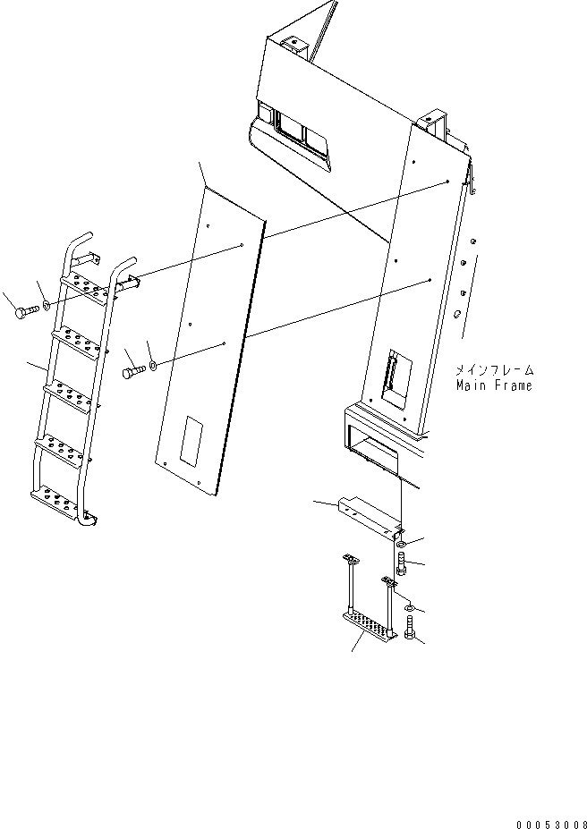 Komatsu parts book diagram for HD785-7 S/N 7001-8172: FRONT SUPPORT (R.H.) (BRACKET)(#7169-)