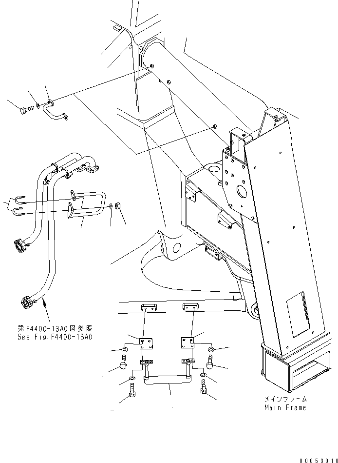 Komatsu parts book diagram for HD785-7 S/N 7001-8172: FRONT SUPPORT (R.H.) (STEP)(#7001-7168)