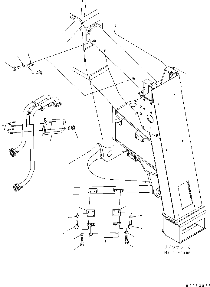 Komatsu parts book diagram for HD785-7 S/N 7001-8172: FRONT SUPPORT (R.H.) (STEP)(#7169-)