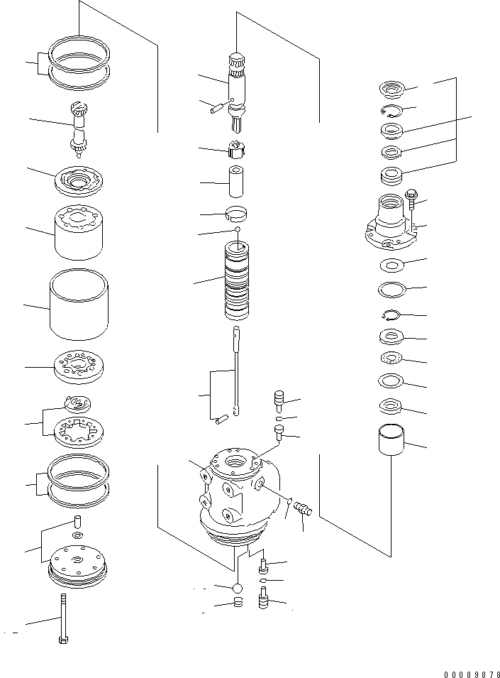 Komatsu parts book diagram for HD785-7 S/N 7001-8172: FRONT SUPPORT (STEERING VALVE INNER PARTS)(#7001-)