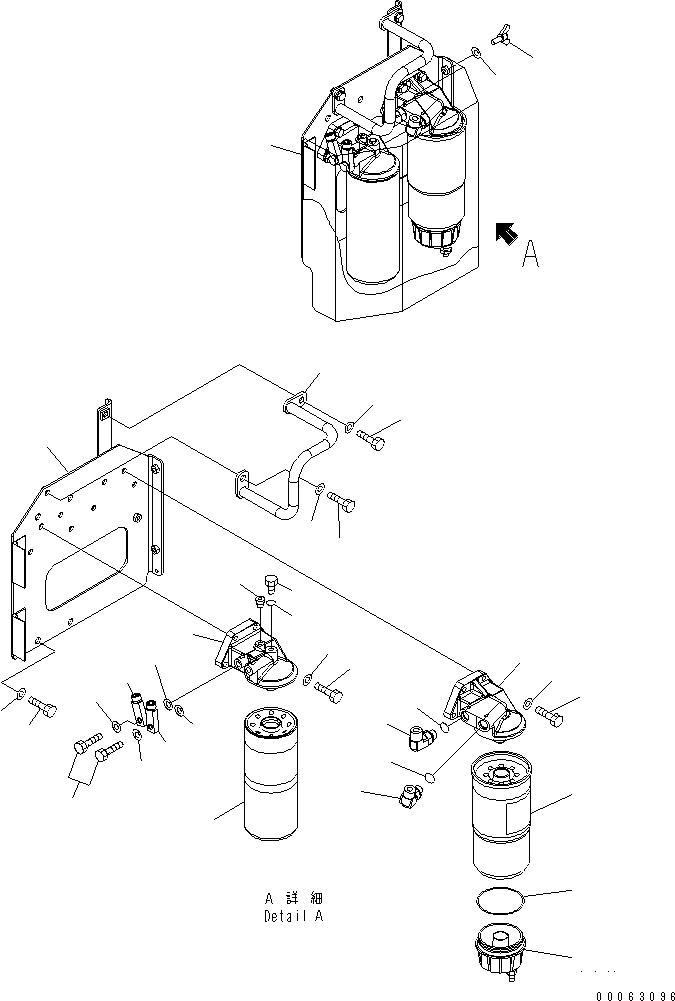 Komatsu parts book diagram for HD785-7 S/N 7001-8172: ENGINE FUEL FILTER AND RELATED PARTS (L.H.) (ADDITIONAL FILTER)(#7001-7168)