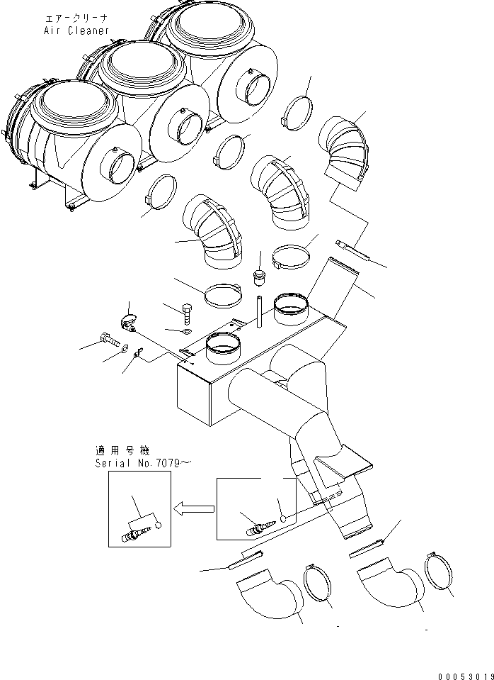Komatsu parts book diagram for HD785-7 S/N 7001-8172: AIR INTAKE(#7001-7168)