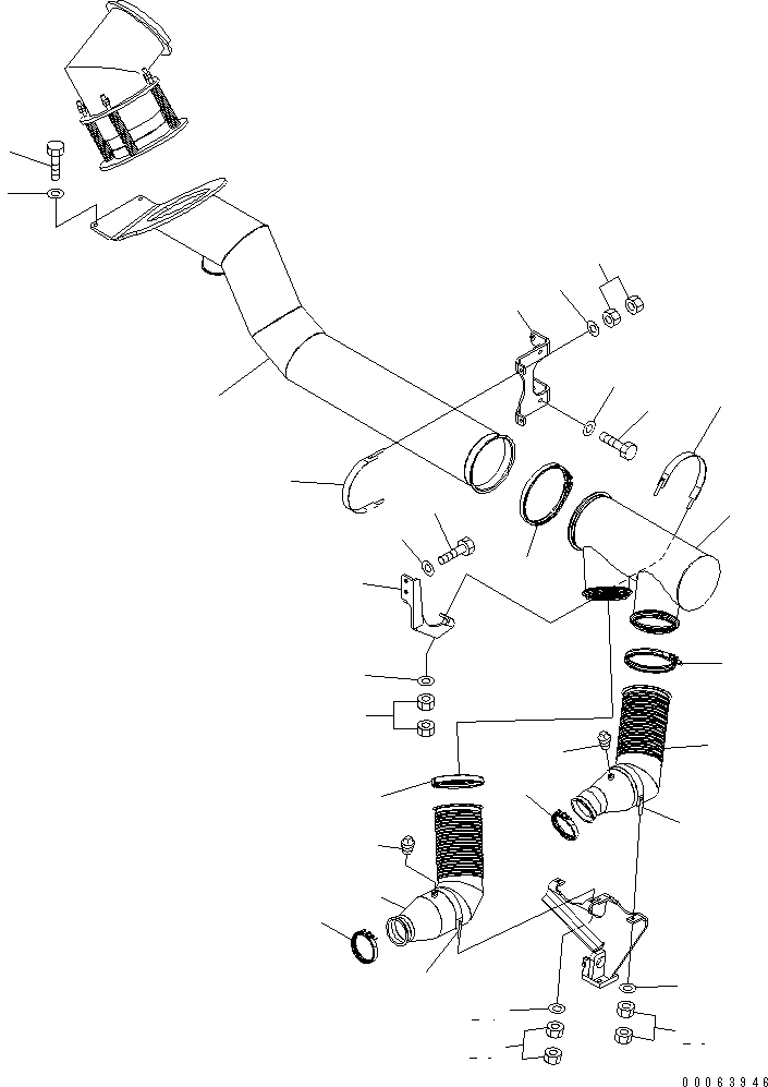Komatsu parts book diagram for HD785-7 S/N 7001-8172: EXHAUST PIPING(#7001-)
