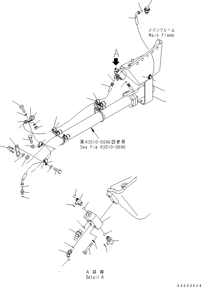 Komatsu parts book diagram for HD785-7 S/N 7001-8172: EXHAUST BRAKE (AUTO SUSPENSION PIPING)(#7001-7168)