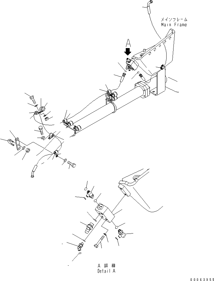 Komatsu parts book diagram for HD785-7 S/N 7001-8172: EXHAUST BRAKE (AUTO SUSPENSION PIPING)(#7169-7439)