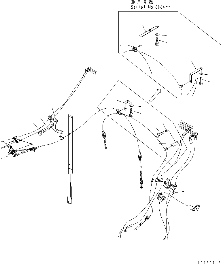 Komatsu parts book diagram for HD785-7 S/N 7001-8172: EXHAUST BRAKE (BRACKET)(#7169-)