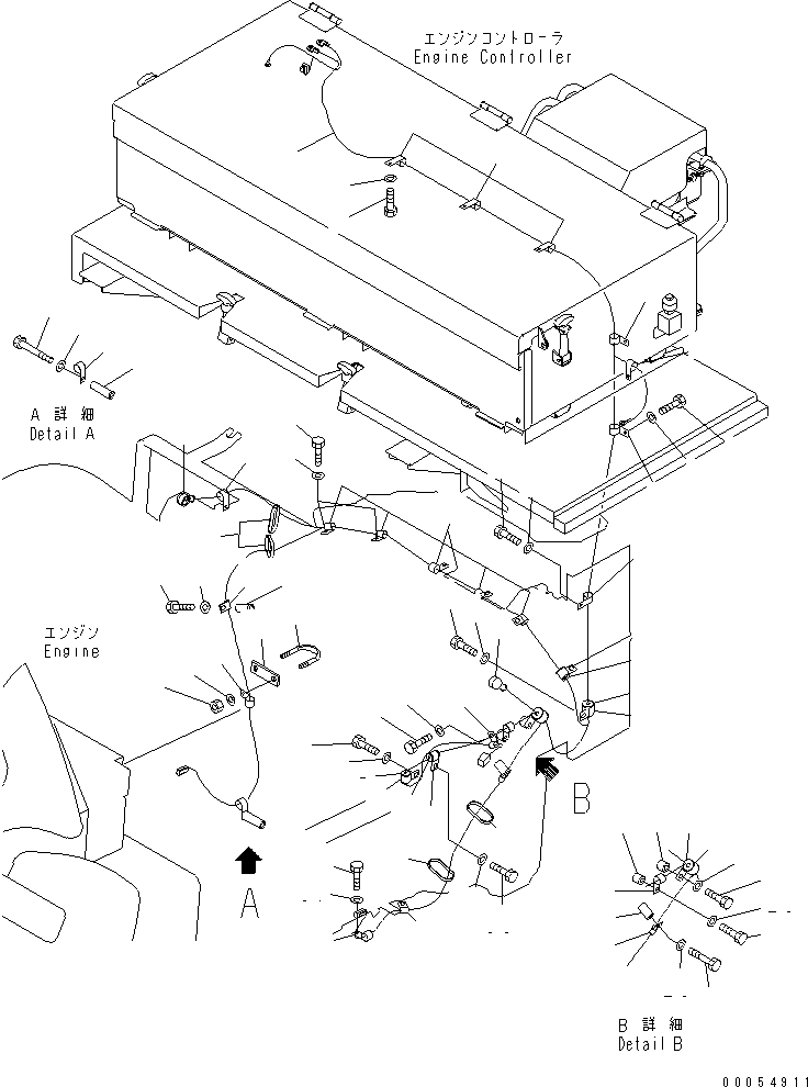 Komatsu parts book diagram for HD785-7 S/N 7001-8172: ENGINE CONTROL (HEATER RELAY HARNESS) (ADDITIONAL FILTER)(#7001-7168)