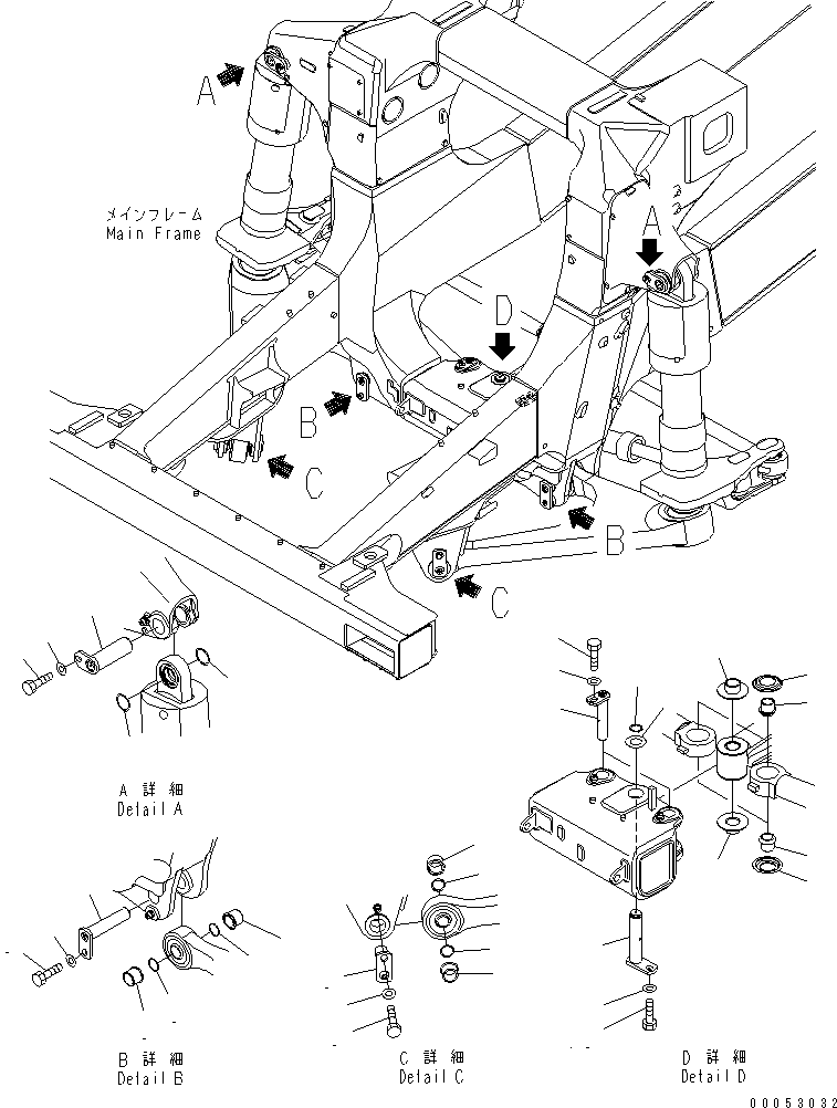 Komatsu parts book diagram for HD785-7 S/N 7001-8172: STEERING LINK (RELATED PARTS)(#7001-7168)