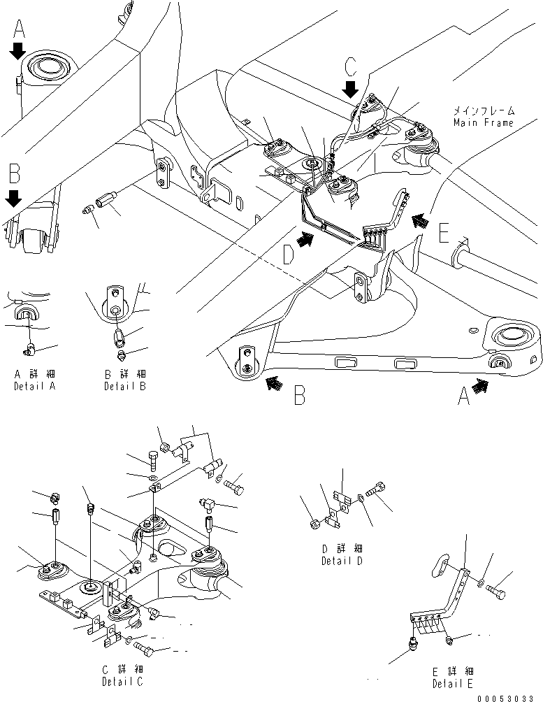 Komatsu parts book diagram for HD785-7 S/N 7001-8172: STEERING LINK (LUBRICATION PIPING)(#7001-7168)