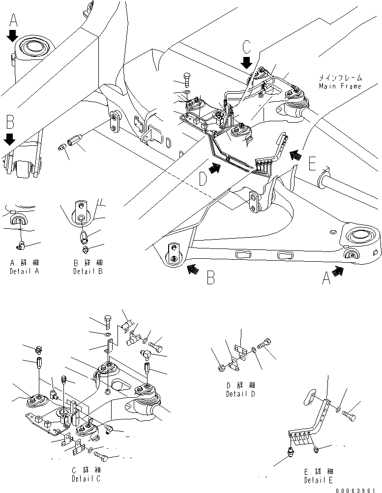 Komatsu parts book diagram for HD785-7 S/N 7001-8172: STEERING LINK (LUBRICATION PIPING) (ASR)(#7169-)