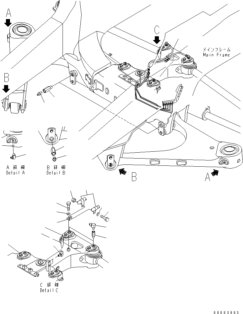 Komatsu parts book diagram for HD785-7 S/N 7001-8172: STEERING LINK (LUBRICATION PIPING) (2/2)(#7169-)