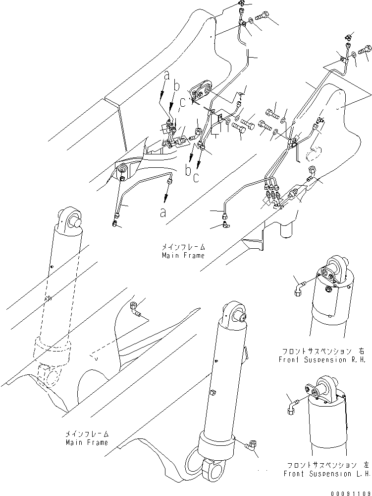 Komatsu parts book diagram for HD785-7 S/N 7001-8172: LUBRICATION PIPING (AUTO GREASE AND HOIST CYLINDER LESS FOR CHILE)(#8133-)