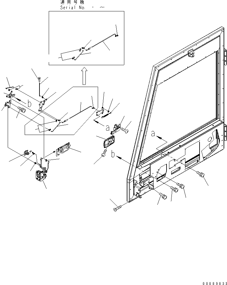 Komatsu parts book diagram for HD785-7 S/N 7001-8172: OPERATOR'S CAB (R.H. DOOR 2/3)(#7001-)